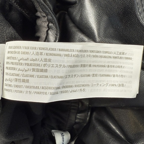 Abercrombie & Fitch Faux Leather Joggers Pants Black‎ Size M Drawstring Waist - Picture 9 of 11